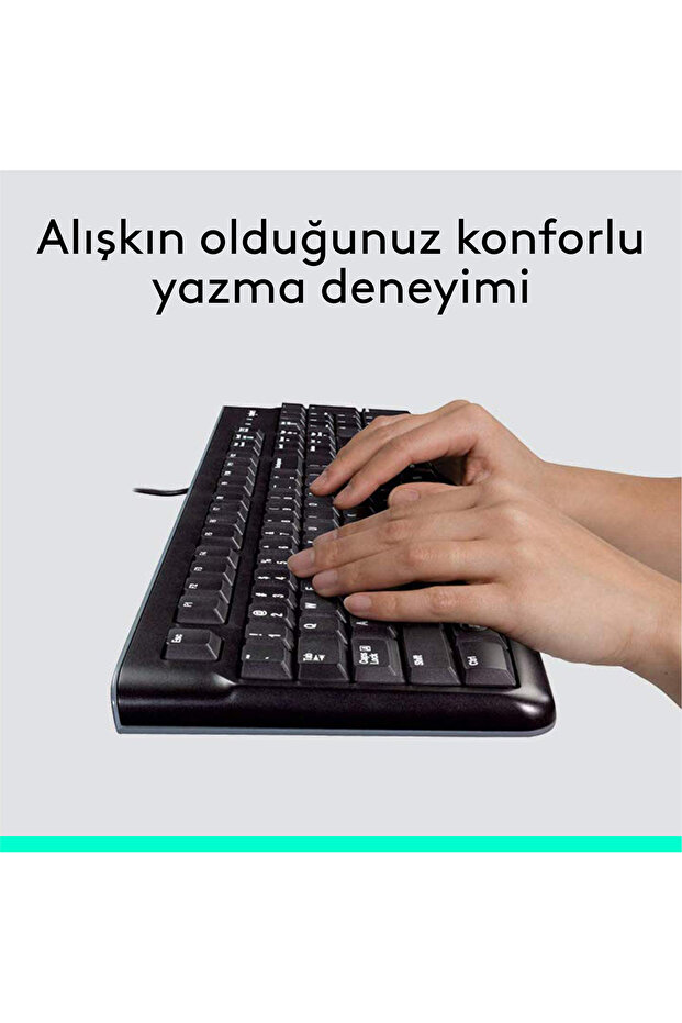 MK120 USB Kablolu Tam Boyutlu Türkçe Q Klavye Mouse Seti, Siyah 920-002560 - 3