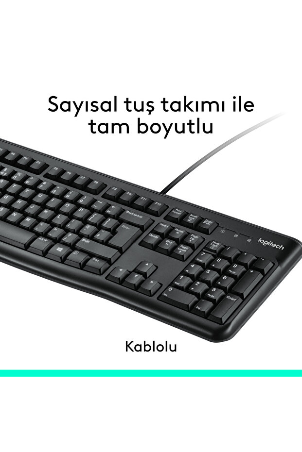 MK120 USB Kablolu Tam Boyutlu Türkçe Q Klavye Mouse Seti, Siyah 920-002560 - 5