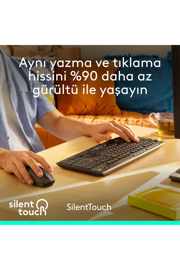 MK295 Sessiz Kablosuz Türkçe Q Klavye Mouse Seti, Siyah 920-009804 - 3