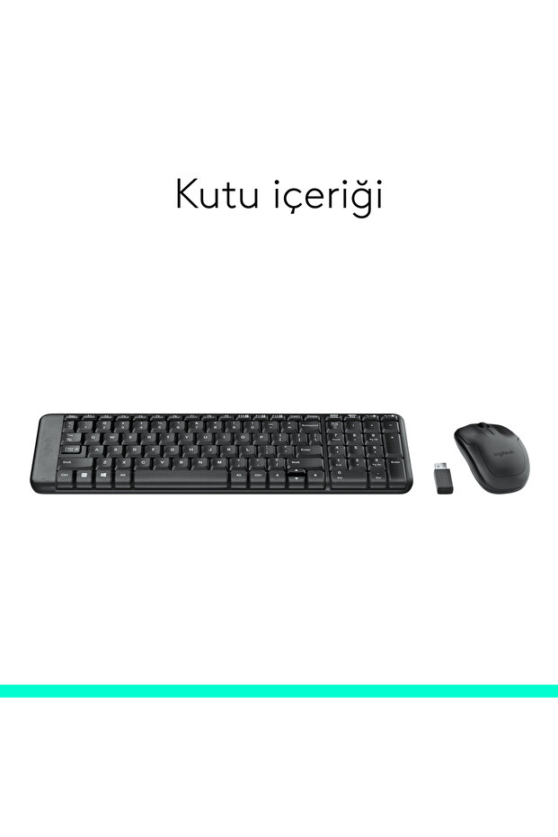 MK220 Kablosuz Türkçe Q Klavye Mouse Seti, Siyah 920-003163 - 9