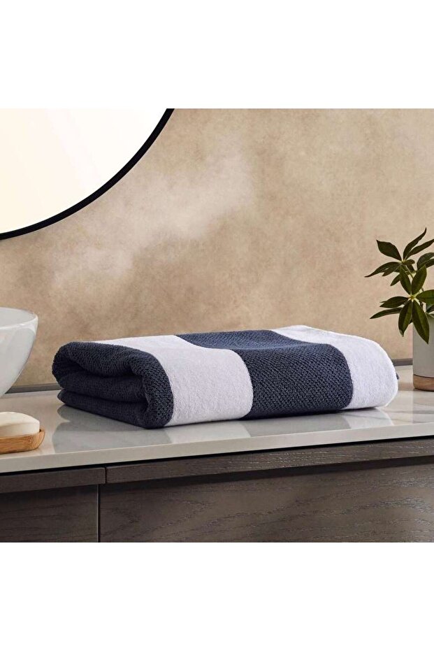 Chicago Textured Stripe 650 Gsm Bath Sheet 90x150 Cm-ocean