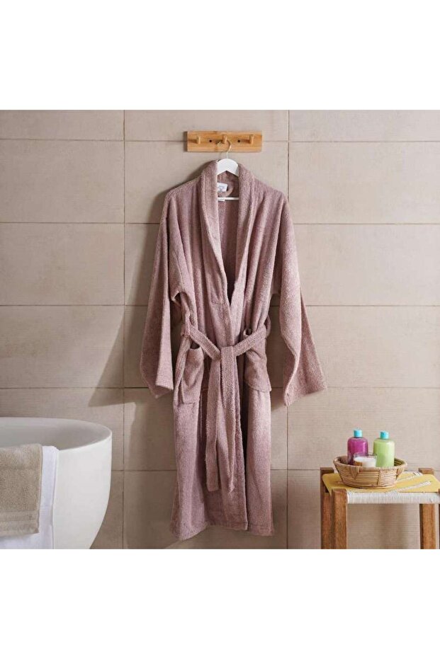 Iva Cotton Bathrobe Mid/Large -Taupe