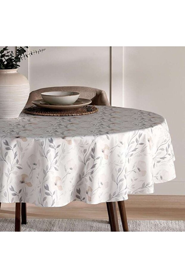 Colorida Printed Table Cover Dia140cm - Grey