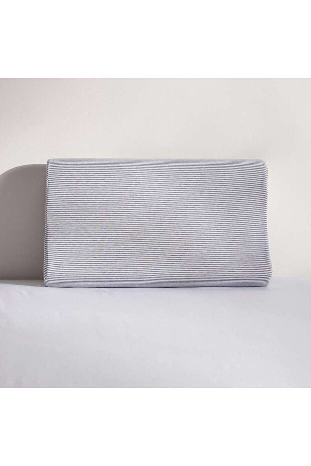 Cozy Striped Memory Foam Pillow 50x30x10+6cm - White