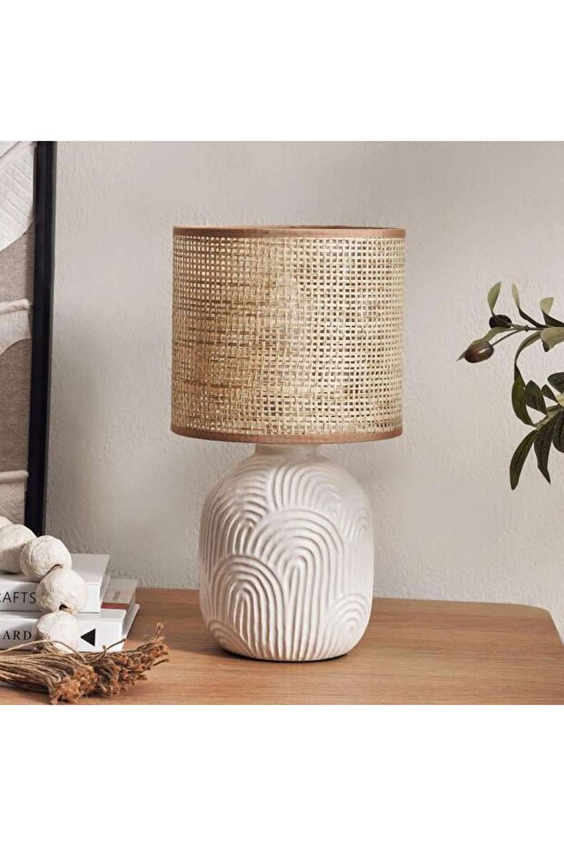Criver E-27 Ceramic Table Lamp 18x18x34cm - Natural