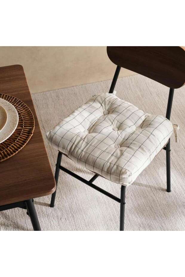 Serene Check Chairpad 40x40x7cm - Natural