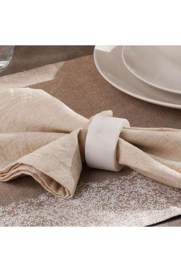 Mison 4-Piece Marble Napkin Ring Dia5x3cm -White