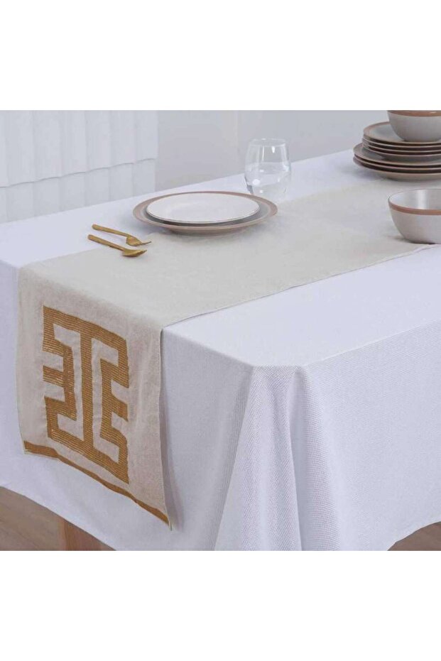 Alvaro Embroidered Table Runner 40x180cm - Gold