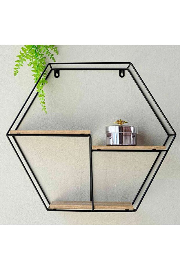 DRANAD HEXAGON METAL SHELF NATURAL 48X10X42CM