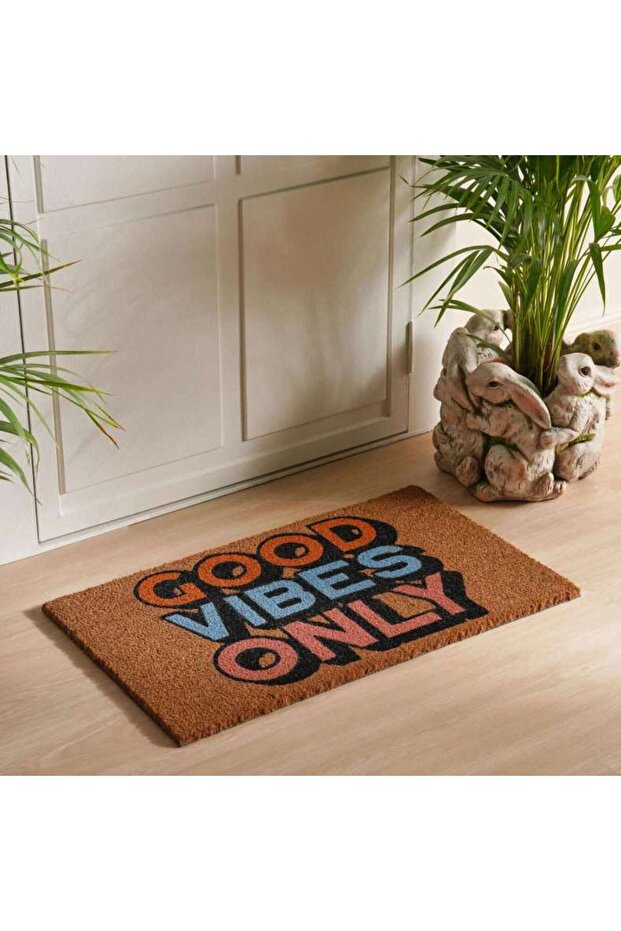 Good Vibes Coir Door Mat 45x75cm - Natural
