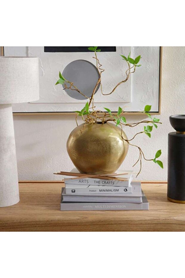 Galore Textured Round Metal Vase 22.8x14x17.7cm - Gold