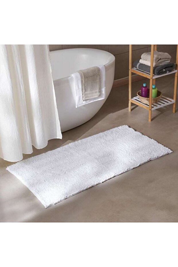 Oasis Soft Plush Chenille Bathmat 60x120cm- White