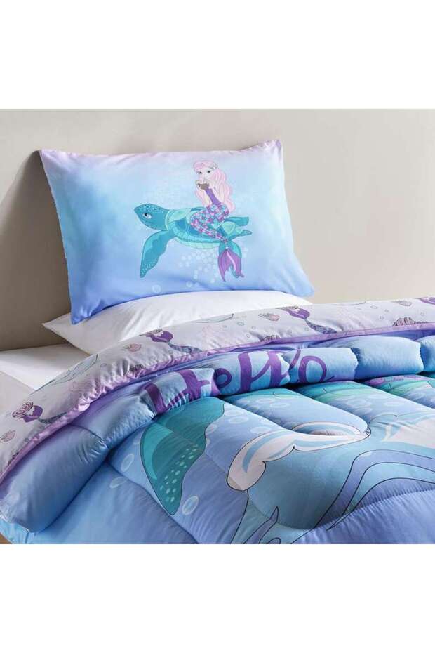 Mermaid 2-piece Single Comforter Set 135x220cm - Sky Blue