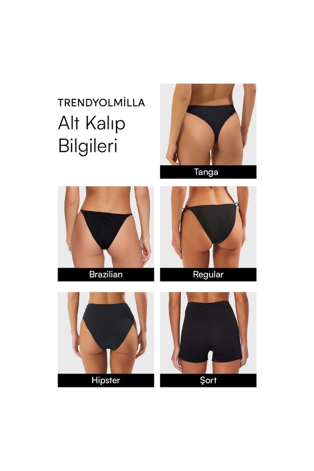 Kahverengi Bralette Kaplı Döküm Aksesuarlı Regular Normal Bel Bikini Takımı TBESS25BT00061 - 7
