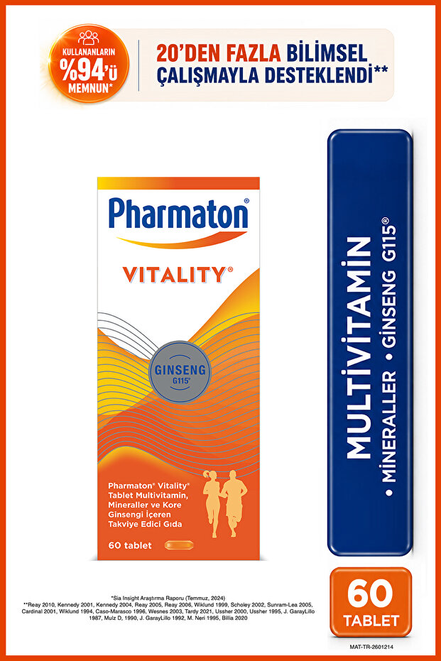 Vitality Multivitamin ve Mineral Desteği Ginseng G115 Enerji* 60 Tablet - 1