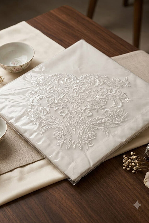Dilan Saten Luxury Engagement Bundle 90X90 cm Cream