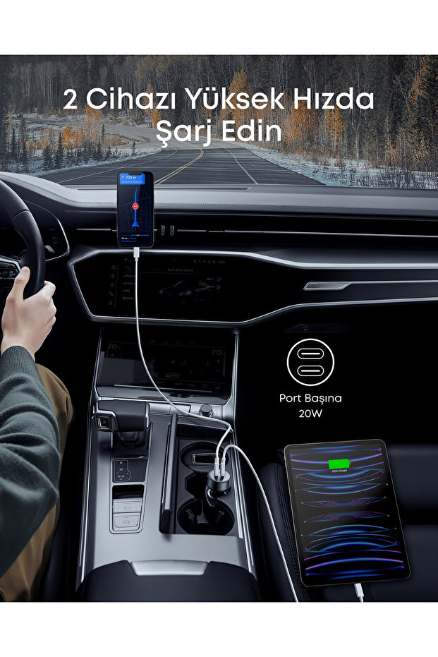 PowerDrive III Duo, 2 Bağlantı Noktalı Araç İçi Şarj Cihazı, Siyah - A2724 - 2
