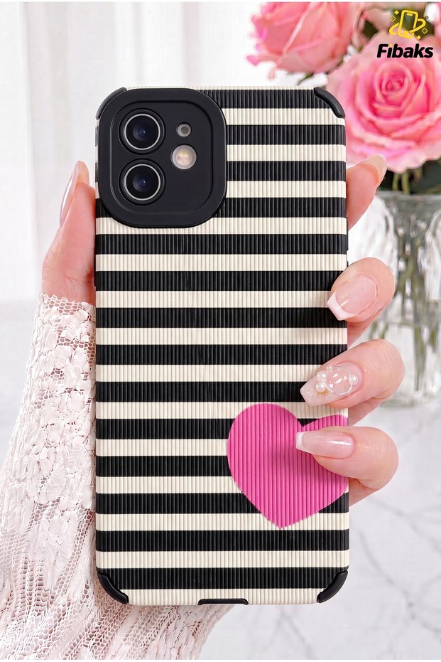iPhone 11 Case Designed with Patterned Camera Protection Black and White Zebra Pink Heart Soft Silicone Cover