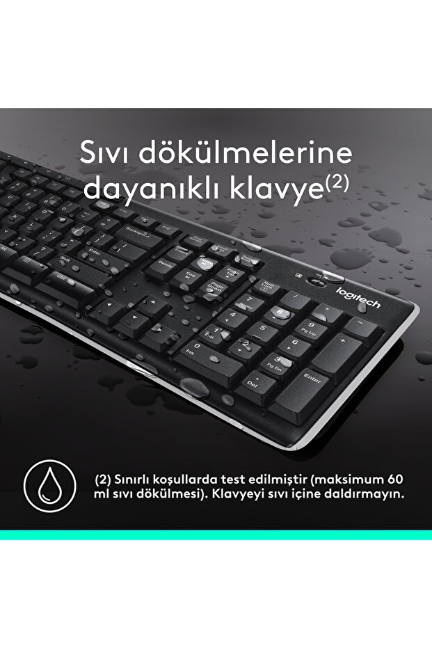 K270 Tam Boyutlu Kablosuz Türkçe Q Klavye, Siyah 920-003761 - 7
