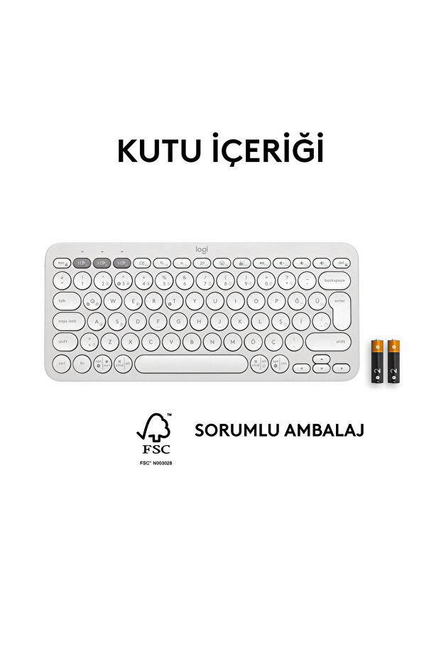 K380s Pebble Keys 2 Çoklu Cihaz Özellikli Bluetooth Türkçe Q Klavye, Beyaz 920-011860 - 11