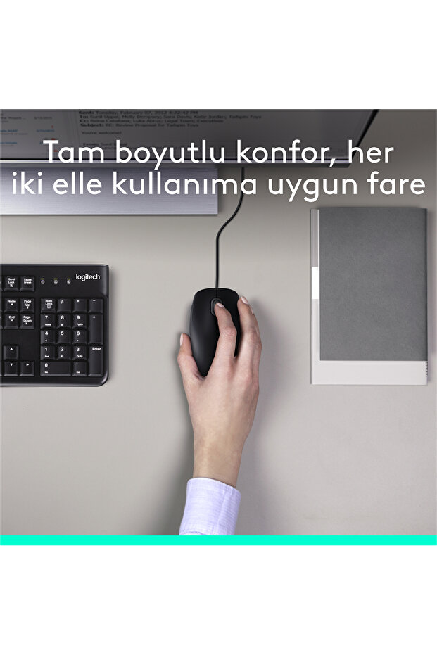 MK120 USB Kablolu Tam Boyutlu Türkçe Q Klavye Mouse Seti, Siyah 920-002560 - 4