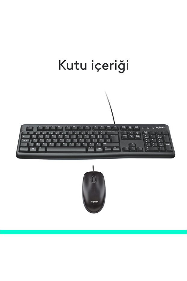MK120 USB Kablolu Tam Boyutlu Türkçe Q Klavye Mouse Seti, Siyah 920-002560 - 10