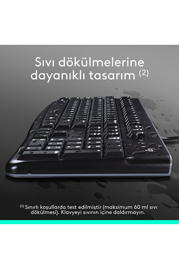 MK120 USB Kablolu Tam Boyutlu Türkçe Q Klavye Mouse Seti, Siyah 920-002560 - 7