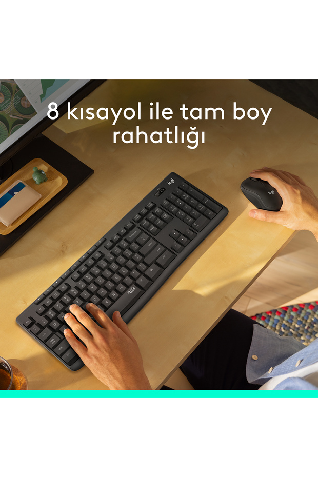 MK295 Sessiz Kablosuz Türkçe Q Klavye Mouse Seti, Siyah 920-009804 - 4
