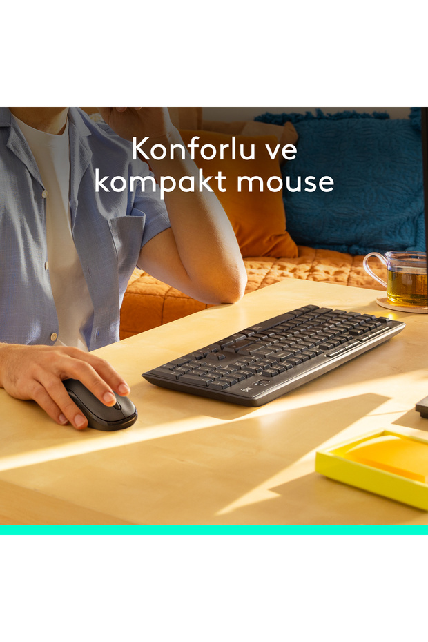 MK295 Sessiz Kablosuz Türkçe Q Klavye Mouse Seti, Siyah 920-009804 - 5