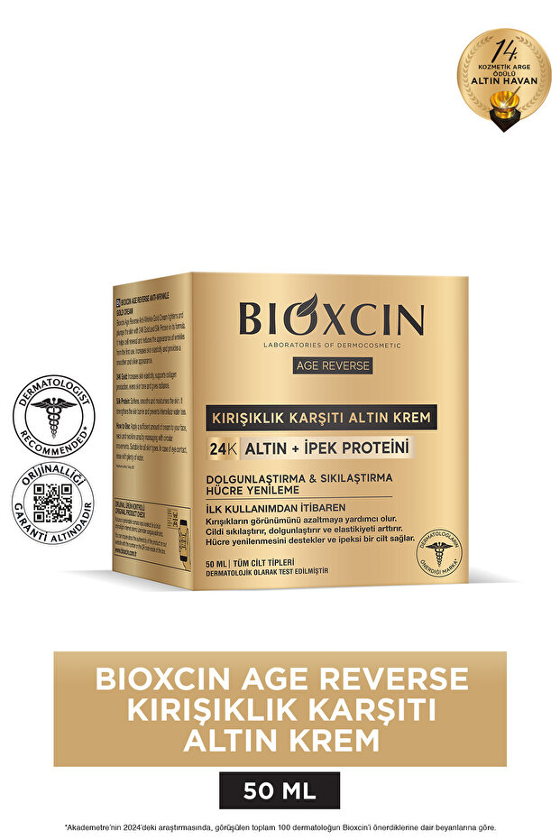 Age Reverse Kırışıklık Karşıtı Gold Krem 50 ML - 24K Altın, İpek Proteini, Hücre Yenileme - 1