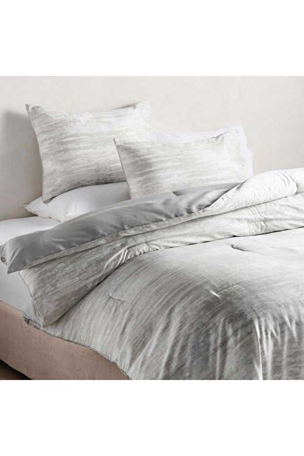Luxe Cotton Tencel Lexus 3-piece King Comforter Set 240x260cm - Pearl Metallic