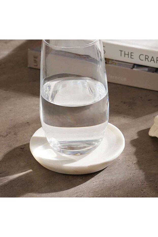 Mison 4-Piece Marble Coaster Dia10x1.5cm -White