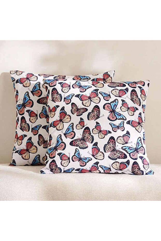 Butterfly 2piece Cushion Cover Set 45x45cm - Pink