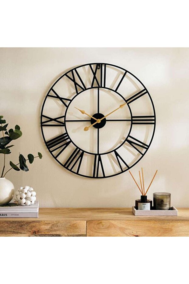 Scylla Metal Wall Clock Dia 60cm - Black