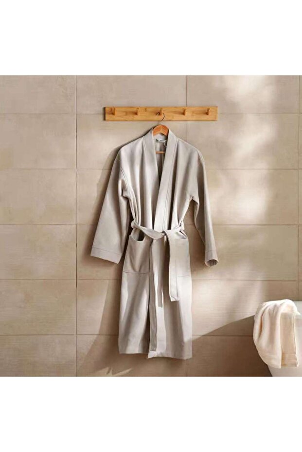 Caspian Waffle Texture Bathrobe L/xl - Grey