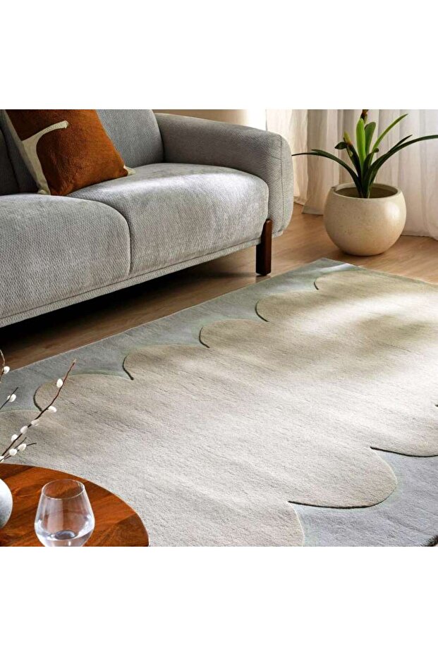 Wellington Waves Handmade Premium Wool Rug 160x230cm - Cream