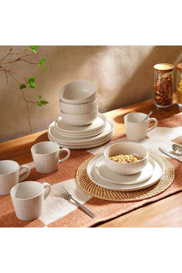 Lyana 16-piece Stoneware Dinner Set -grey