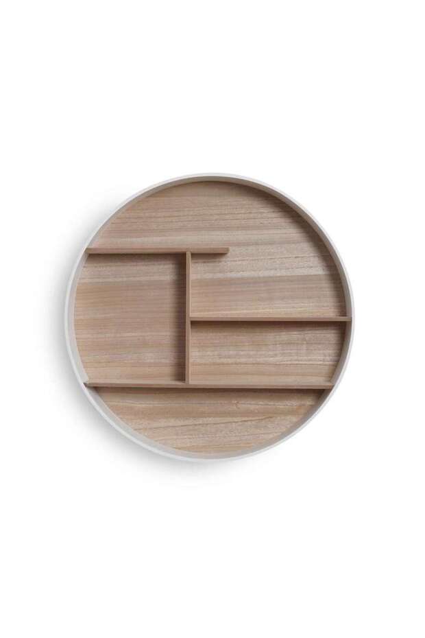 Primo 4 Tier Round Wooden Wall Shelf 70x70x10cm- White
