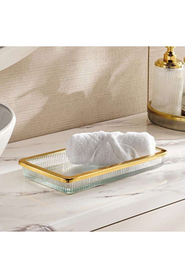 Astrid Glass Towel Tray 26x15x4cm - Gold