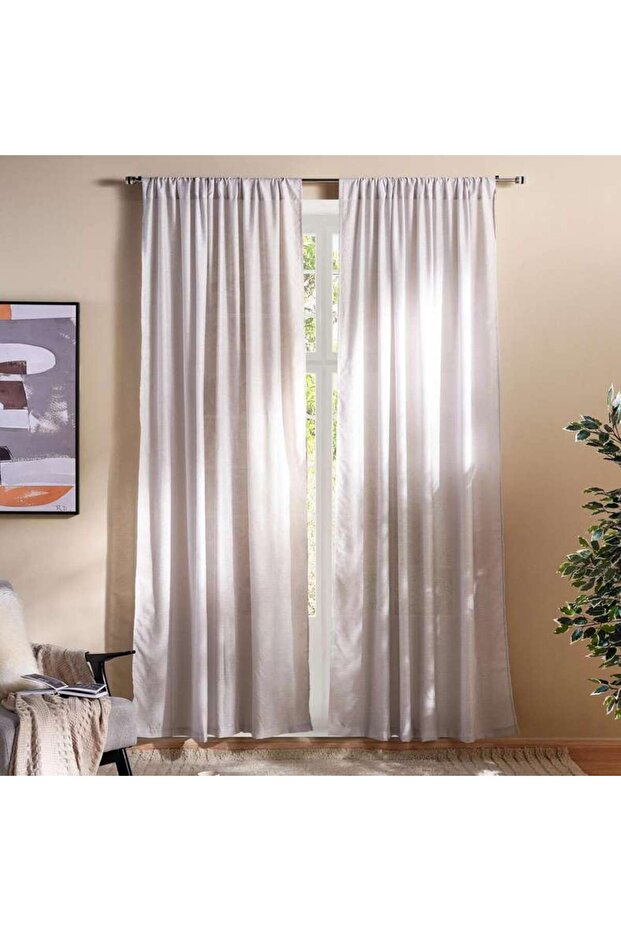Hailey Sheer 2 Piece Curtain Set 135x300cm - Grey