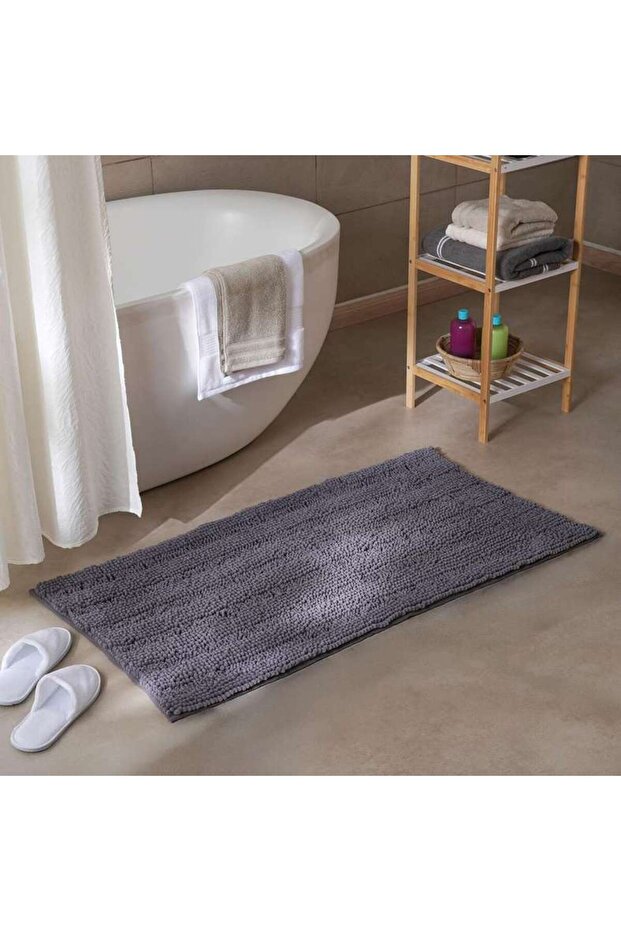 Oasis Soft Plush Chenille Bathmat 60x120cm- Grey