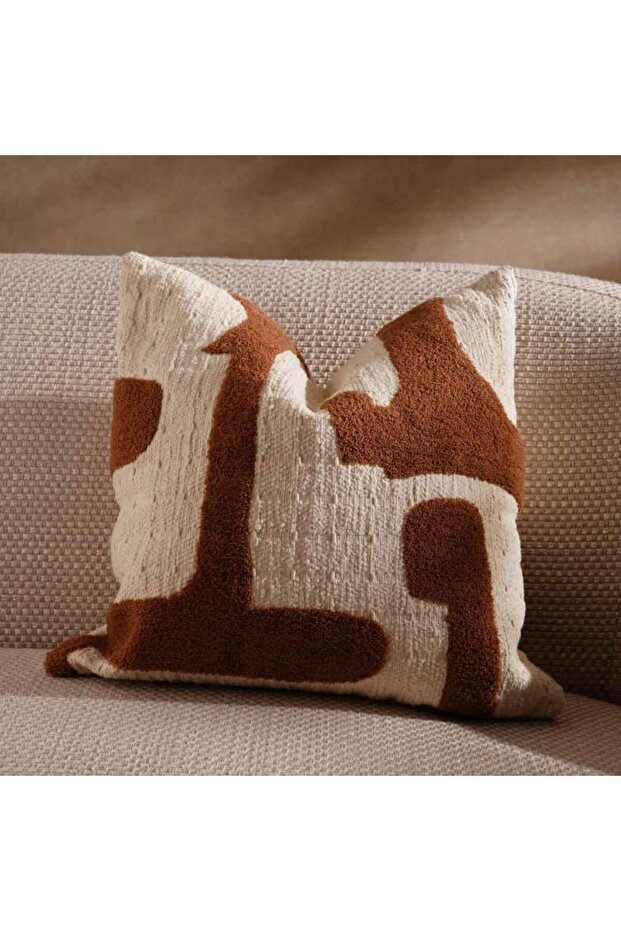 Prato Hand Embroidered Filled Cushion 50x50cm - Rust