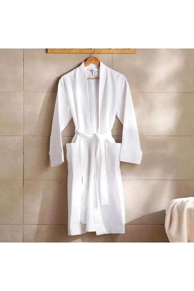 Caspian Waffle Texture Bathrobe L/xl - White