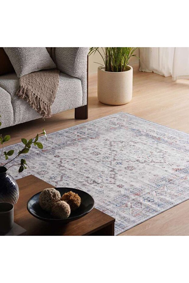 Meroni Chenille Printed Rug 200x300cm - Blue