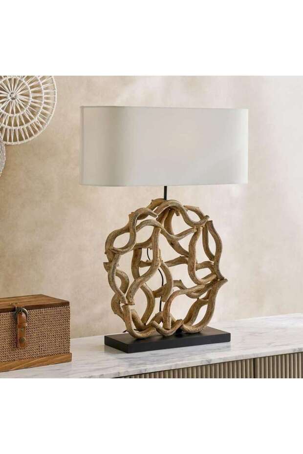 Hanma E27 Wooden Art Table Lamp 40x15x71cm - Natural