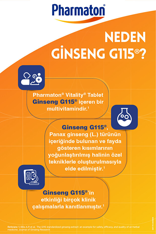 Vitality Multivitamin ve Mineral Desteği Ginseng G115 Enerji* 60 Tablet - 4