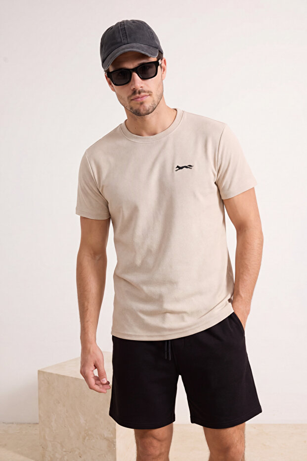 Beige - Black Regular Fit Printed Knitted Tracksuit Set Tmnss26Em00007