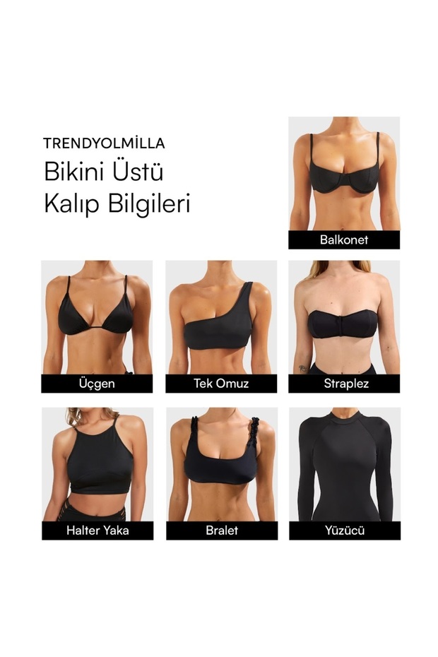 Lacivert Bağlamalı Balconette Kaplı Regular Yüksek Bel Bikini Takımı TBESS24BT00136 - 9