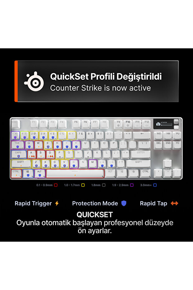 Apex Pro TKL Gen3 OmniPoint 3.0 HiperManyetik Switch RGB Mekanik Kablolu Oyuncu Klavyesi (UK)- Beyaz - 4