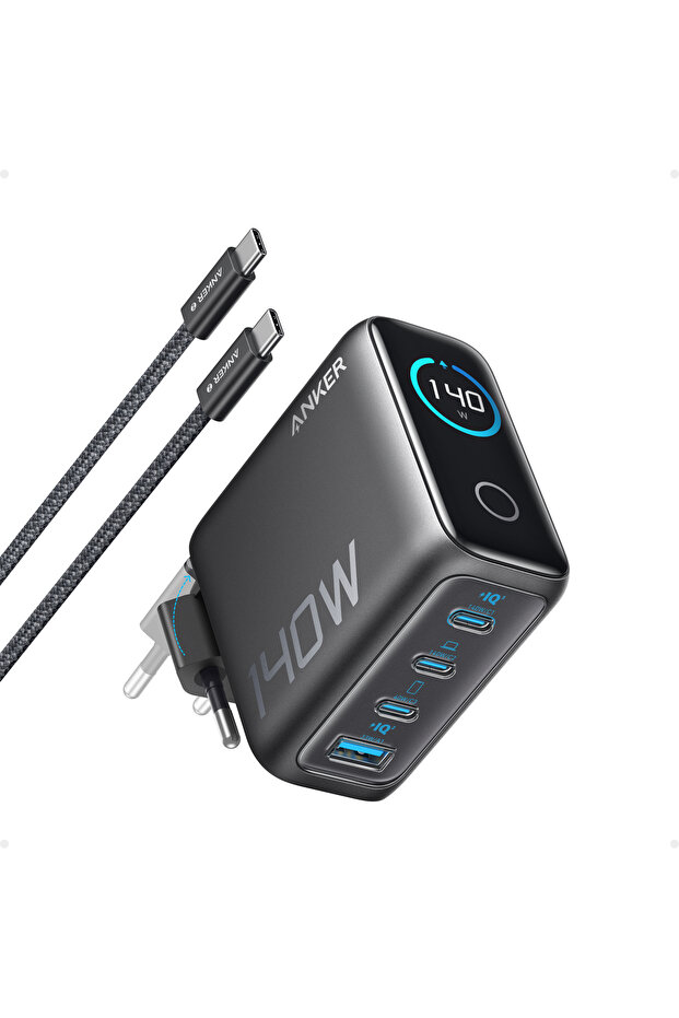 140W USB-C Şarj Cihazı, 4 Bağlantı Noktalı, Gelişmiş GaN, Dokunmatik Kontrol, Siyah - B2697 - 1
